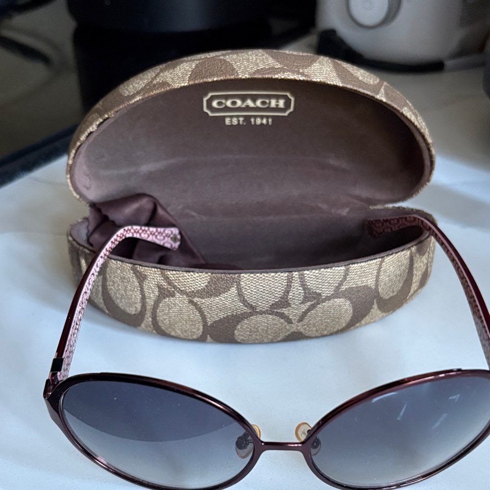 Coach Dark Brown Sunglasses with Rose Accents